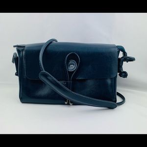 Blue Leather Crossbody Handbag